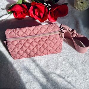 MYTAGALONGS Quilted Pink Waistband Belt Bag Fanny Pack for Waist Pack